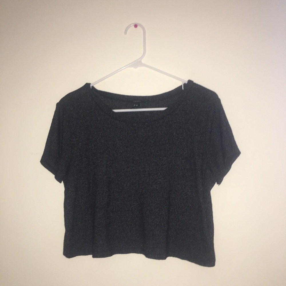 Black Gray Loose Crop Top